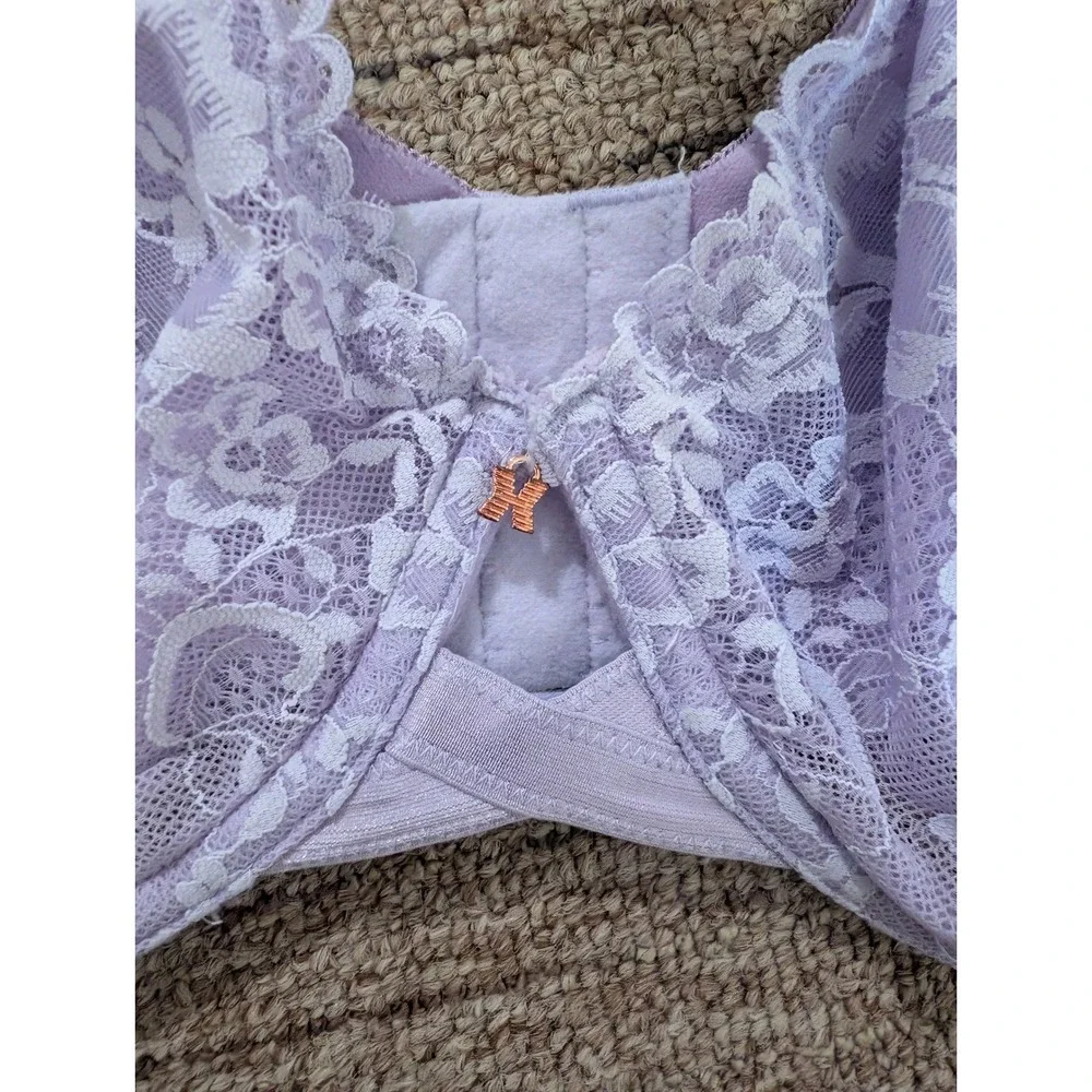 Savage X Fenty Lace Underwire Bra Womens 40H Purple Pink Floral 2 Pack